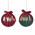 Шары GOODWILL M&G с бантиком (набор 2 шт) красный и зеленый 8 см, стекло