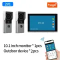 Приложение Wi-Fi Tuya, видеодомофон, 1080P, видеодверной звонок, HD-камера для квартиры, сенсорный монитор 7/10 дюймов, разблокировка одной кнопкой, обнаружение движения, KW06 AHD10 2 to 1