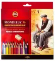 Акварельные карандаши KOH-I-NOOR Набор карандашей акв. худож. Mondeluz KOH-I-NOOR, 36цв, кисти, точилка (картон. коробка)