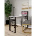 Стол маникюрный с полками и ящиком для салона красоты и офиса узкий KM LOFT черный/белый