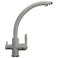 Смеситель для кухни Ulgran U-017 U-017-310 серый, с краном для питьевой воды, однорычажный, латунный, матовый, с поворотным изливом