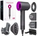 Профессиональный фен для волос Super Hair Dryer 1600 Вт, 3 режима, 5 магнитных насадок, ионизация воздуха, цвет фуксия