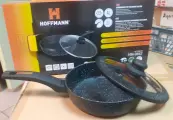 Сковорода Hoffmann HM 9842 с крышкой, мраморное антипригарное покрытие, 22 см
