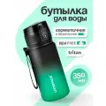 Бутылка для воды спортивная UZSPACE из Тритана, черная с зеленым, 350 мл, с герметичной крышкой, BPA Free, для спорта и фитнеса, детская в школу