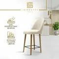 Полубарный стул высота 60 см Fusion Standart F02, стулья полубарные букле цвет бежевый, мягкий на дубовых ножках