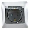 Розетка Systeme Electric Glossa Алюминий с заземлением со шторками с крышкой, IP44 GSL000348