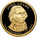 США 1 доллар dollar 2007 Proof Джон Адамс 2-й президент США знак монетного двора SСан-Франциско, Медь