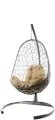 Подвесное кресло с ротангом Овал серое с бежевой подушкой 830х700х1190 M-Group