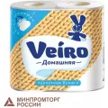 Бумага туалетная бытовая, спайка 4 шт, 2-х слойная (4х15 м), VEIRO Домашняя, белая, 1с24 Комплект : 12 шт.