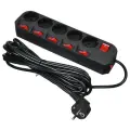 Сетевой фильтр Buro 500SH-5-SW, 5 розеток, с/з, 10А / 2200 Вт 5 5 м 0.75 кв. мм 520 мм 340 мм 390 мм черный