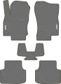 Автомобильные коврики EVA для Volkswagen Passat B8 (2014-н/в), с каучуковым подпятником и 2 эмблемами Volkswagen, серые с серым кантом, ячейка - ромб