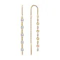 Серьги цепочки Diamant online, красное золото, 585 проба, фианит, длина 5 см, , прозрачный
