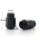 16 шт. Гайка чёрная колёсная закрытая М12х1.25, конус высота 35, ключ 19