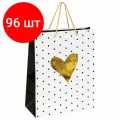 Комплект 96 шт, Пакет подарочный 26x12.7x32.4 см, золотая сказка Золотое сердце, ламинированный, 606583