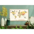 Магнитно-маркерная настенная доска АртБорд Карта мира, бежевая, 80х50 см, в золотом багете