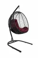 Подвесной кокон с ротангом Складной M-Group Черный с Бордовой подушкой