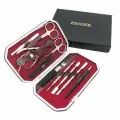 Маникюрный набор Zinger MSFE-801 S, 10 предметов, серебристый/бордовый лофт