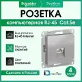 Розетка RJ-45 кат. 5е, Алюминий 4шт Schneider Electric Atlas Design ATN000383