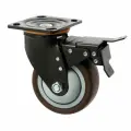 Колесо для транспортной тележек поворотное d=125 мм, на площадке, со стопором, покрытие TPR 9917