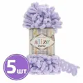 Пряжа для вязания крючком, спицами Alize Ализе плюшевая, Puffy толстая, микрополиэстер 100%, цвет 146 лаванда, 5 шт. по 100 г, 9 м