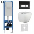 Комплект 6 в 1 инсталляция 40 см, унитаз TORNADO белый BILBAO ALTO (IB. BLA.234.1B1), клавиша смыва черный, глянцевая, стекло CRYSTAL-R (IB. B022.001.001)