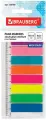 Комплект 12 шт, Закладки клейкие BRAUBERG неоновые пластиковые, 45х12 мм, 8 цветов х 25 листов, на пластиковой линейке 12 см, 126700
