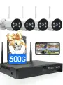 Комплект видеонаблюдения на 4 камеры для частного дома, комплект уличного видеонаблюдения wifi для дачи, беспроводной, видеорегистратор, жесткий диск