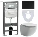 Комплект 4 в 1 Ceramicanova с инсталляцией Envision, безободковым унитазом Play, чёрной клавишей Round