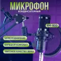 Микрофон студийный конденсаторный для стриминга Bm-800 с пантографом, пауком, поп-фильтром