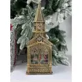 Новогодний фонарь- Башня бронзовая Вращающийся Дед Мороз, музыкальный, LED, 2 режима, USB, 3АА, 38*13* 10 см