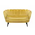 Прямой дизайнерский диван ракушка, Pearl double yellow, желтый с черными ножками