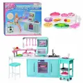 Набор мебели для кукол Gloria Кухня в зеленом цвете, с аксессуарами (2816)