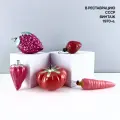 Винтажный набор елочных игрушек Овощи, фрукты. В реставрацию. Стекло, роспись. СССР, 1970-е.