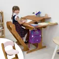 Парта для школьника, растущая парта и растущий стул, с подушкой, комплект, окрашен маслом