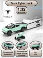 Машинка металлическая Tesla Cybertruck с прицепом 1:32