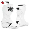 Сапоги для мотокросса до колена, водонепроницаемая мотоциклетная обувь для шоссейных гонок, противоскользящее внедорожное снаряжение с усиленной защитой лодыжки 40, Белый, X-ONE White