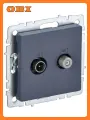 Розетка IEK BRITE РТВ/РСп12-БрМ, двойная, IP20, пластик, цвет зеленый