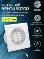 Вентилятор вытяжной D 100 мм на шарикоподшипниках, с обратным клапаном, с тяговым выключателем, с москитной сеткой, abs-пластик, белый
