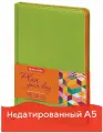 Ежедневник недатированный А5 138х213 мм BRAUBERG Rainbow под кожу, 136 л, зеленый, 111669