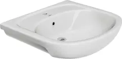 Мебельная раковина Cersanit Erica 50 подвесная, фарфоровая, раковина для ванной, со сливом-переливом, белая, полукруглая