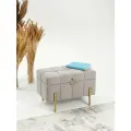 Пуфик SAMOYLOV MEBEL с ящиком для хранения серый велюр Банкетка сундук. Пуф в прихожую, спальню, гостиную