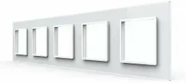 Рамка электроустановочная Livolo для розеток, белый, 5 постов, 1 шт, Крепление на застежках
