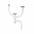 Сифон для двойной разноуровневой мойки с нержавеющими чашками 114 мм BAU Dream с отводом для стиральной или посудомоечной машины и с круглым и квадратным переливами 3 - 40