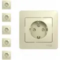 Бежевая Розетка с/з со шторками Glossa Schneider Electric (комплект 5шт)