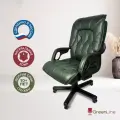 Компьютерное кресло руководителя офисное Сенат, кожаное, 150 кг, дерево, темно-зеленое (Pino kelato)