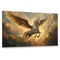 Картина на холсте интерьерная 100х60 см, Пегас, крылатый конь, масляная картина, живописное небо, мощные крылья