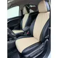Комплект чехлов для Hyundai Solaris I Sd / KIA Rio III Sd (Задняя спинка раздельная 40/60) с 10-17г. Экокожа, ромб, черный + бежевый.