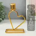 Подсвечник на 1 свечу Сердце , металл, d 2.3 см, золото, 5.8 9.3 14 см