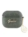 Guess чехол для Airpods 3, мерцающие блестки Glitter flakes+метал. лого+подвеска, зеленый