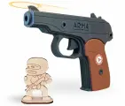 Игрушечный пистолет ARMA TOYS Макарова (ПМ), деревянный резинкострел, черный